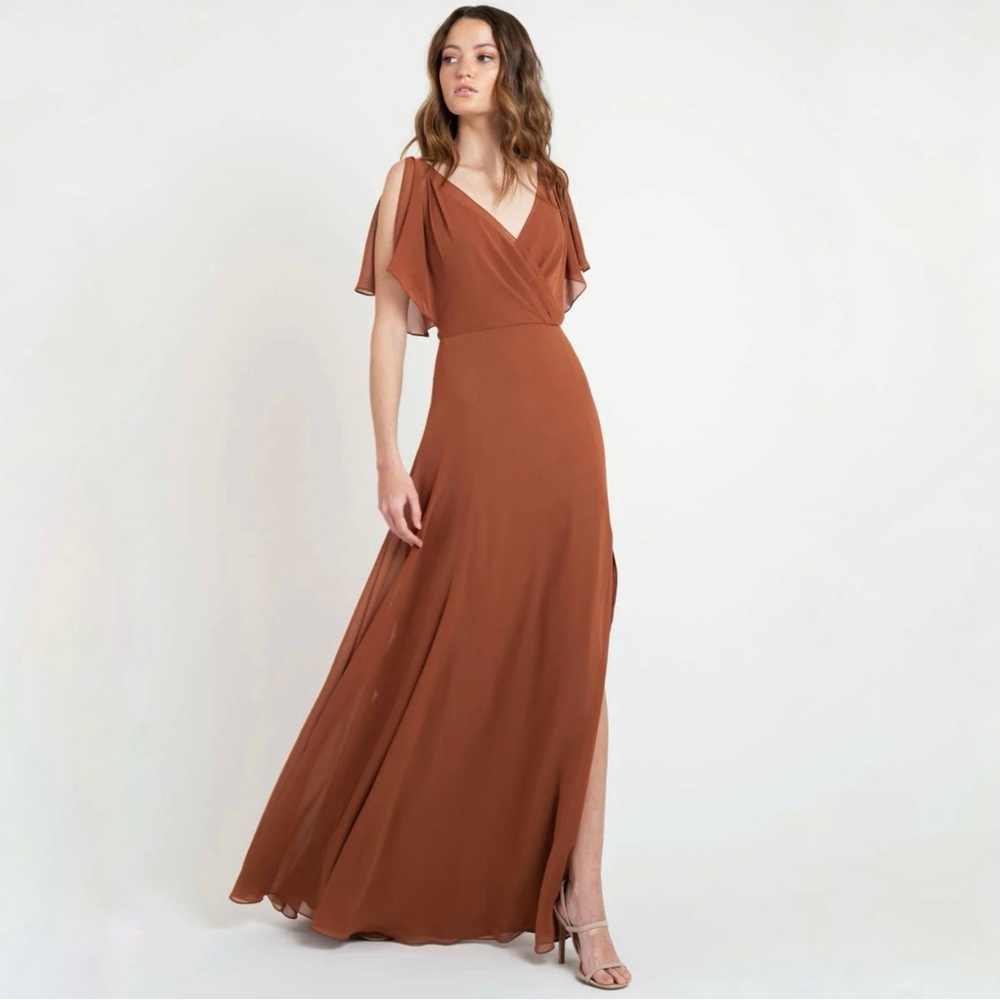 Jenny Yoo Rust V-Neck Bridesmaid Dress
